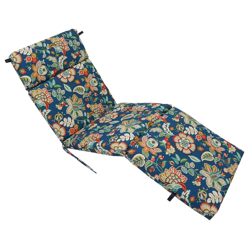 72-inch by 24-inch Patterned Polyester Outdoor Chaise Lounge Cushion. Picture 1