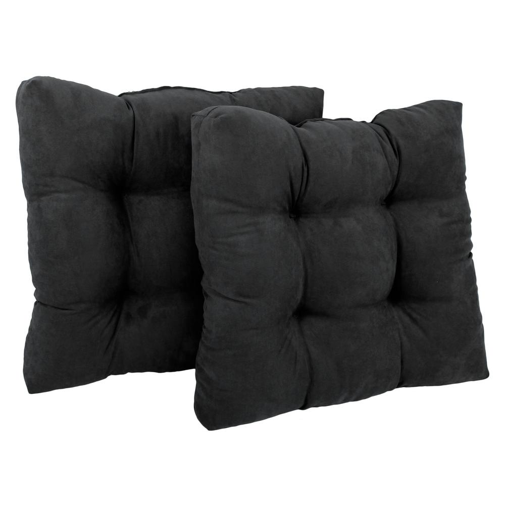 19-inch Squared Microsuede Tufted Dining Chair Cushion (Set of Two). Picture 1