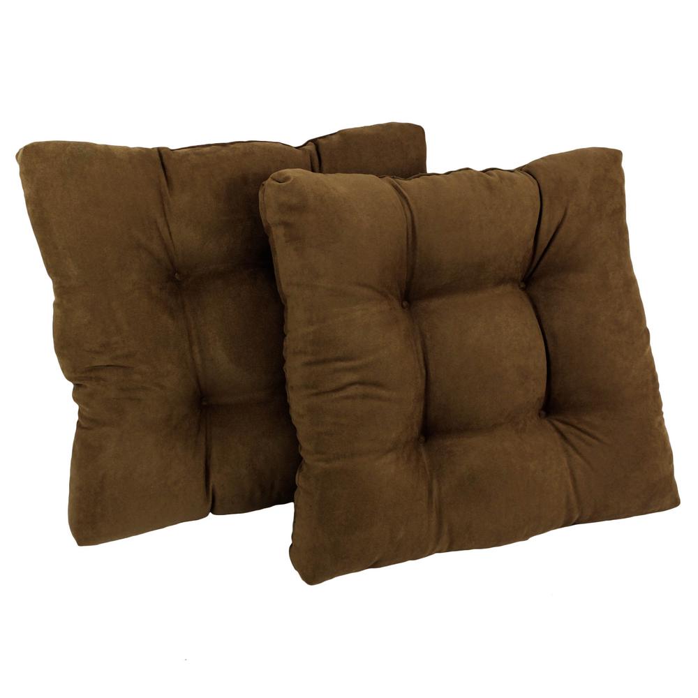 19-inch Squared Microsuede Tufted Dining Chair Cushion (Set of Two). Picture 1
