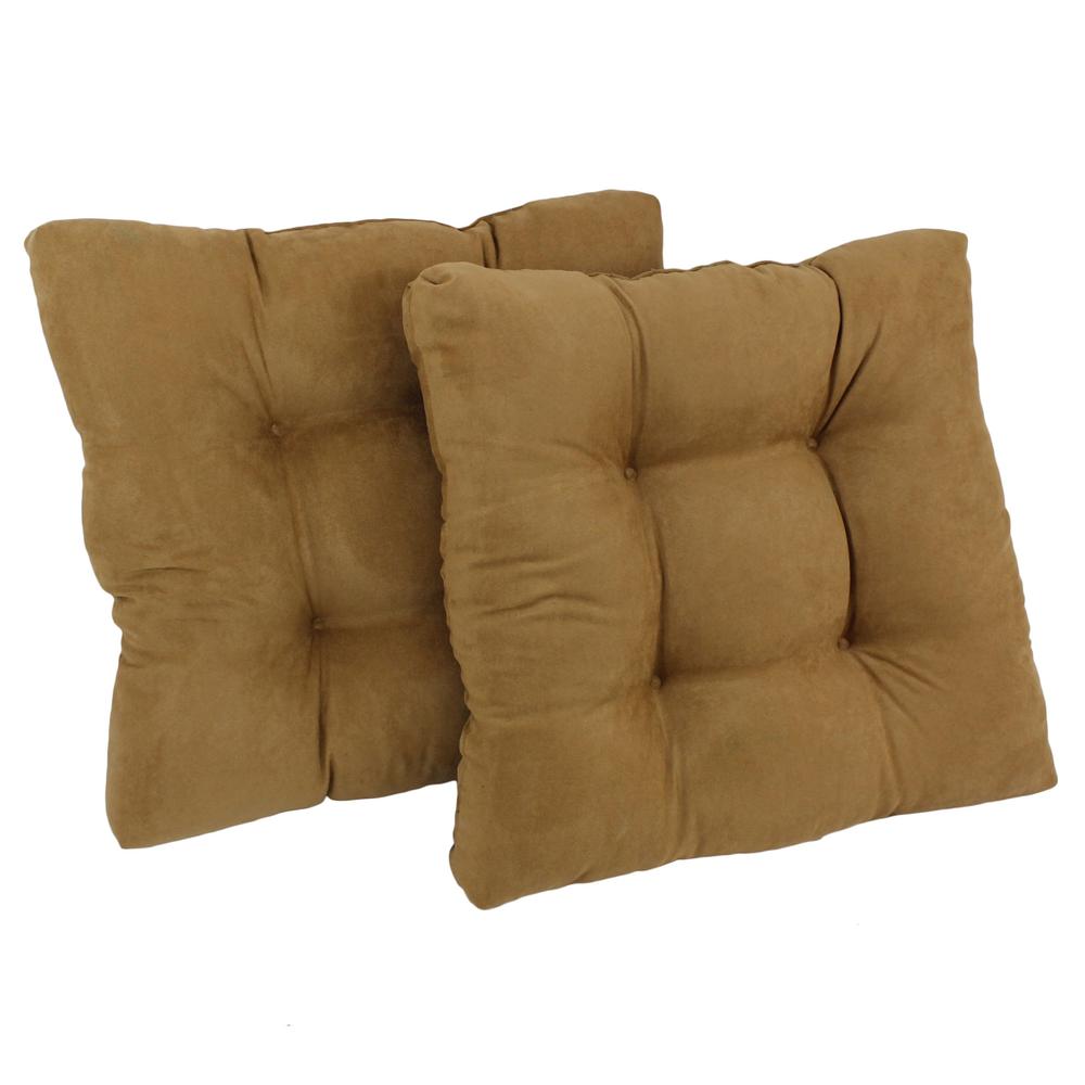 19-inch Squared Microsuede Tufted Dining Chair Cushion (Set of Two). Picture 1