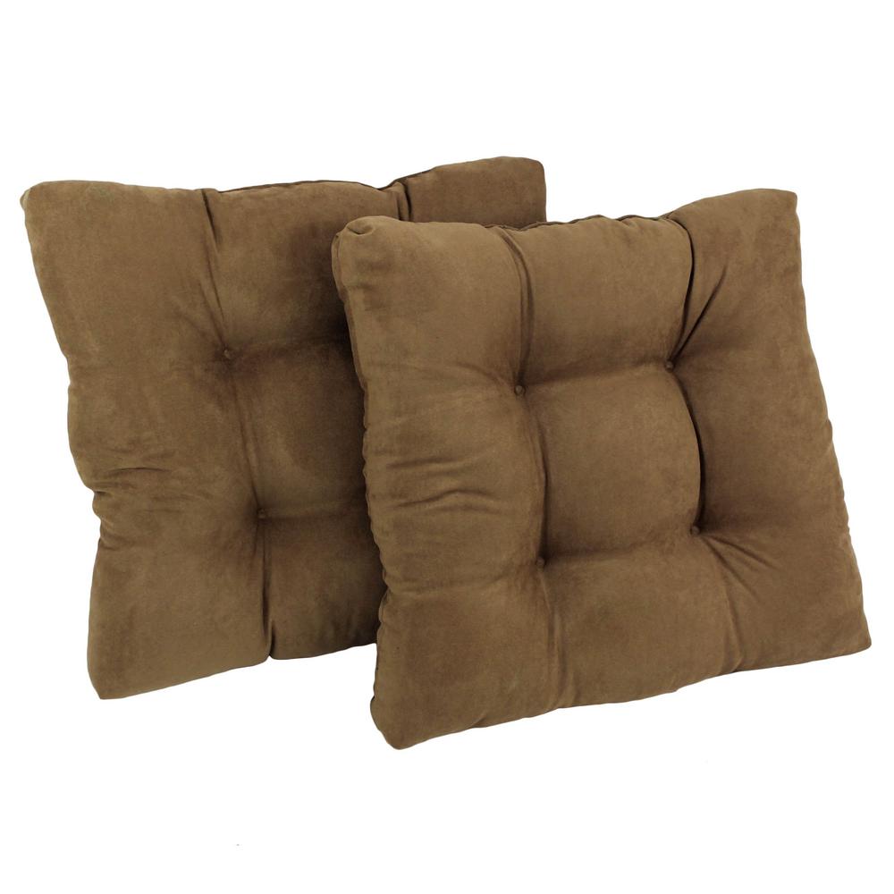 19-inch Squared Microsuede Tufted Dining Chair Cushion (Set of Two). Picture 1