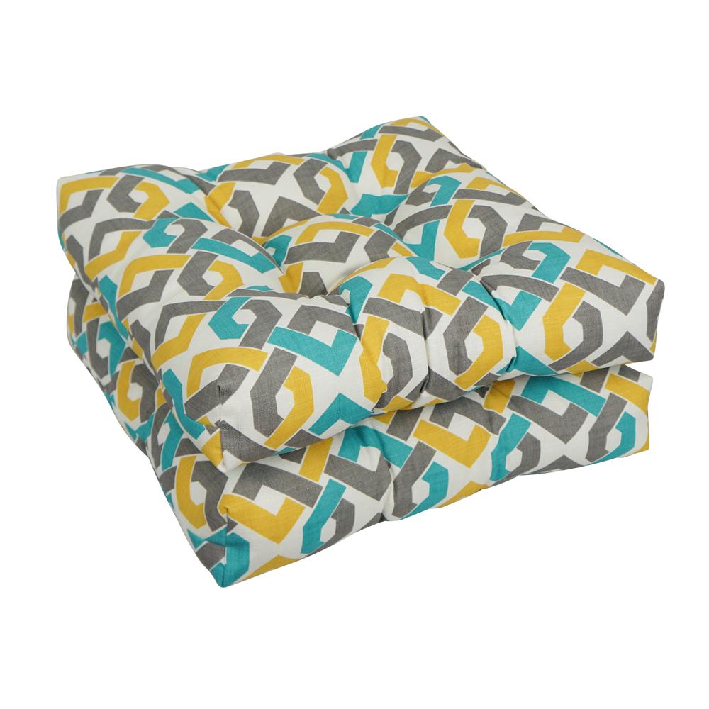 19-inch Squared Polyester Outdoor Tufted Dining Chair Cushion. Picture 1