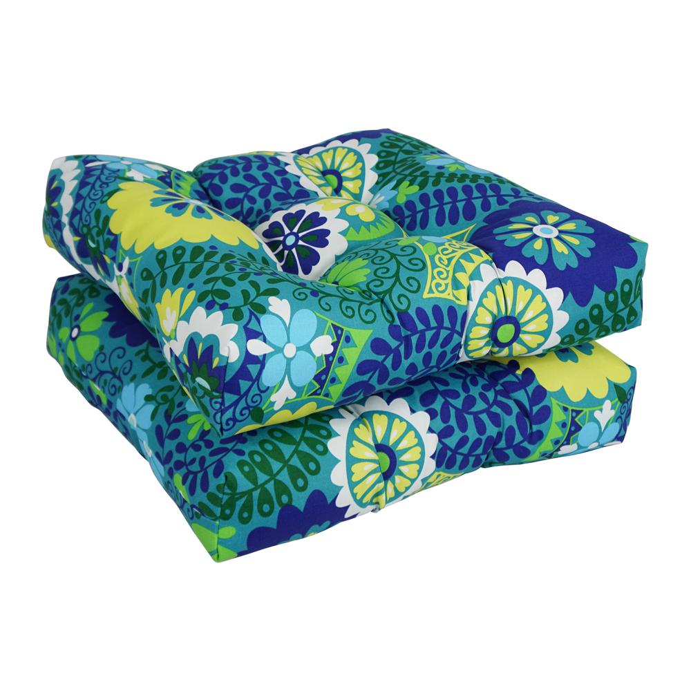 19-inch Squared Patterned Spun Polyester Tufted Dining Chair Cushions (Set of 2) 94005-2CH-REO-34. Picture 1