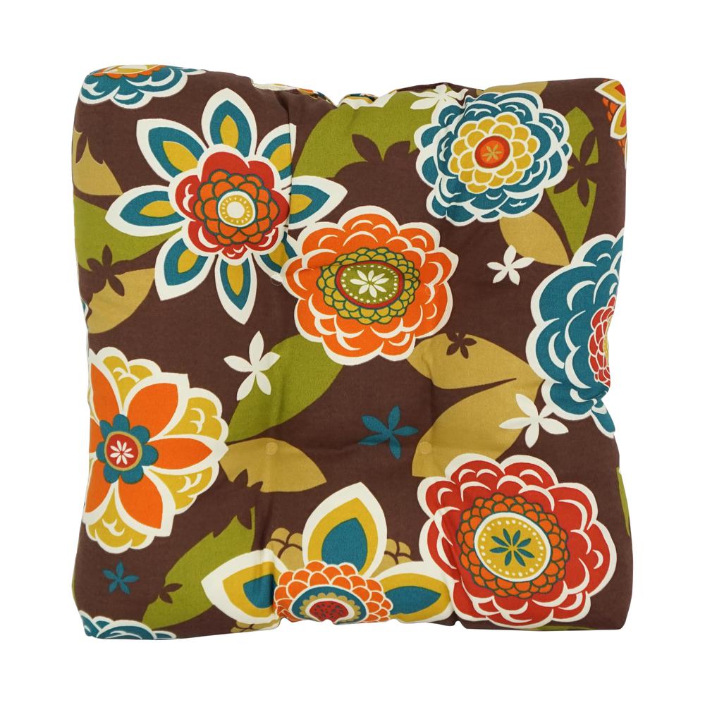 19-inch Squared Patterned Spun Polyester Tufted Dining Chair Cushions (Set of 2) 94005-2CH-REO-50. Picture 2