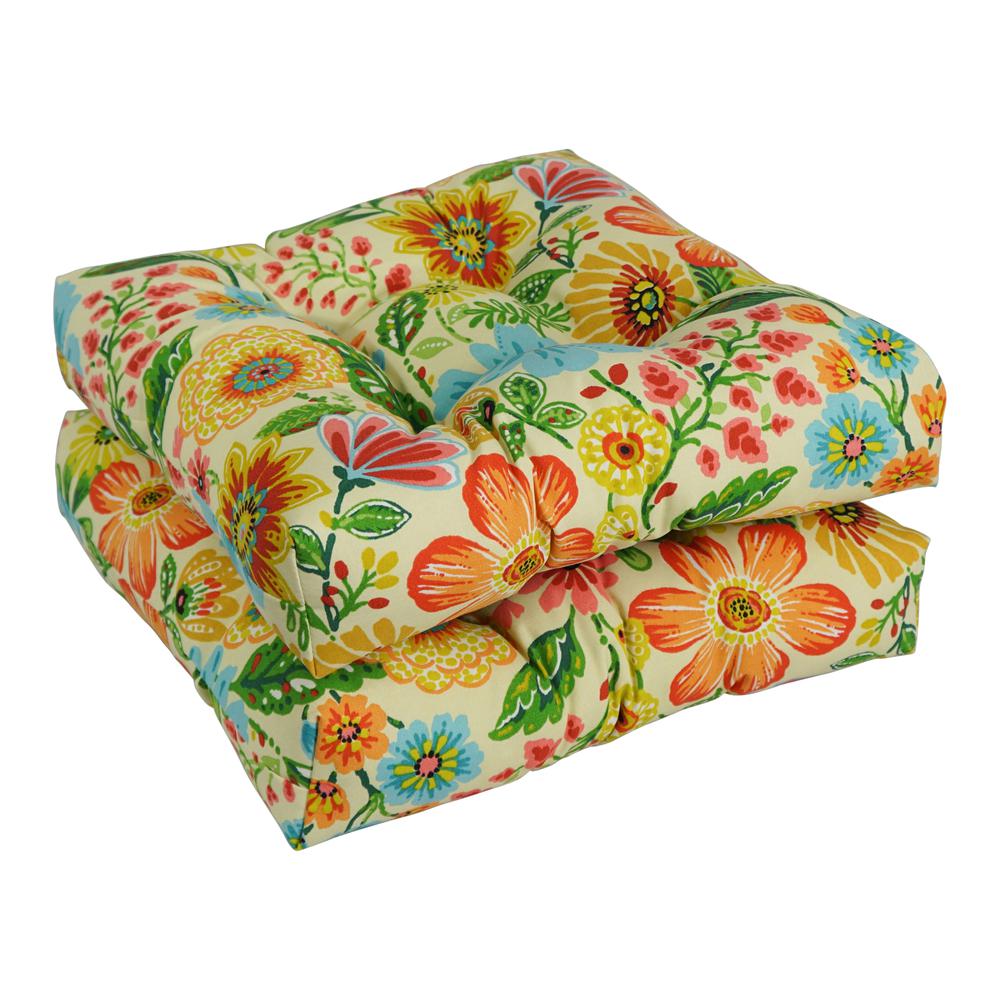 19-inch Squared Patterned Spun Polyester Tufted Dining Chair Cushions (Set of 2) 94005-2CH-REO-60. Picture 1