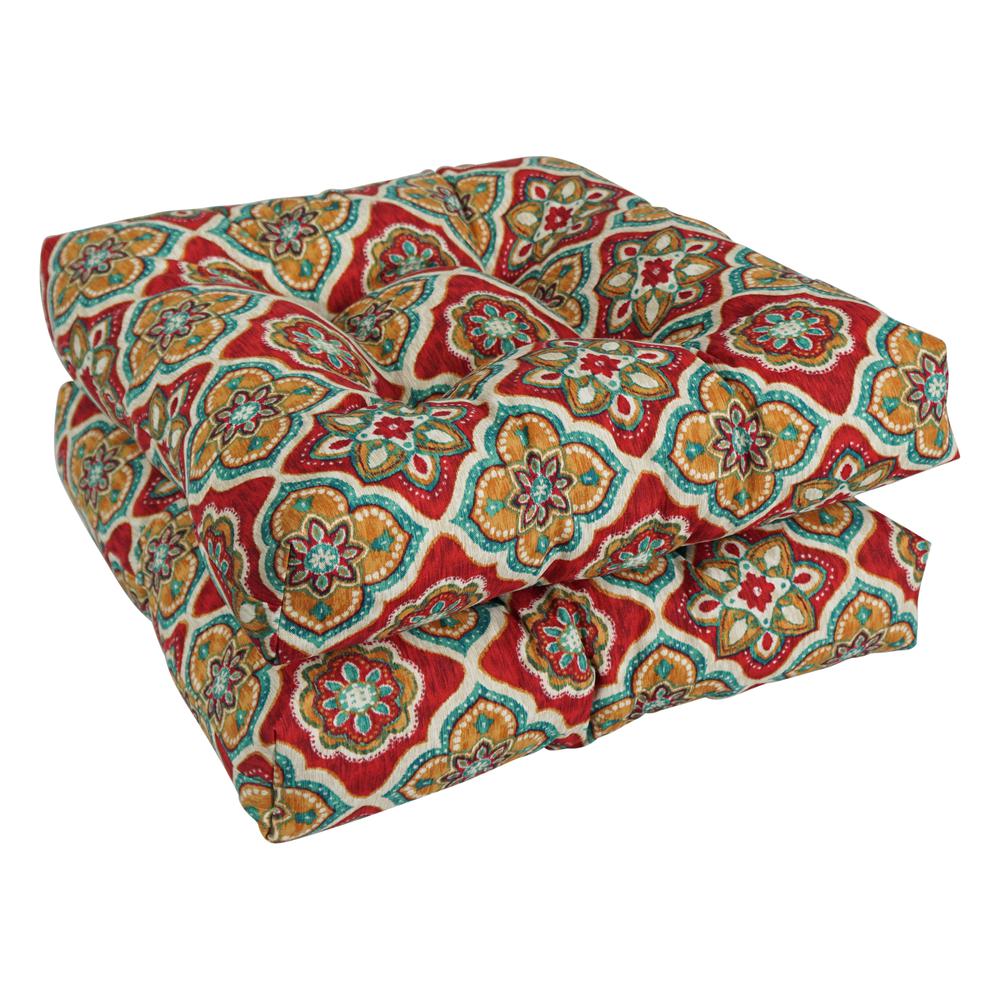 19-inch Squared Patterned Spun Polyester Tufted Dining Chair Cushions (Set of 2) 94005-2CH-REO-63. Picture 1