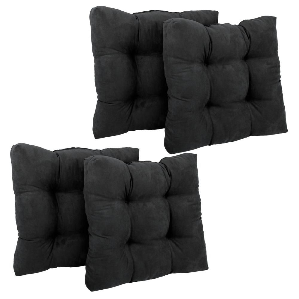 19-inch Squared Microsuede Tufted Dining Chair Cushion (Set of Four). Picture 1
