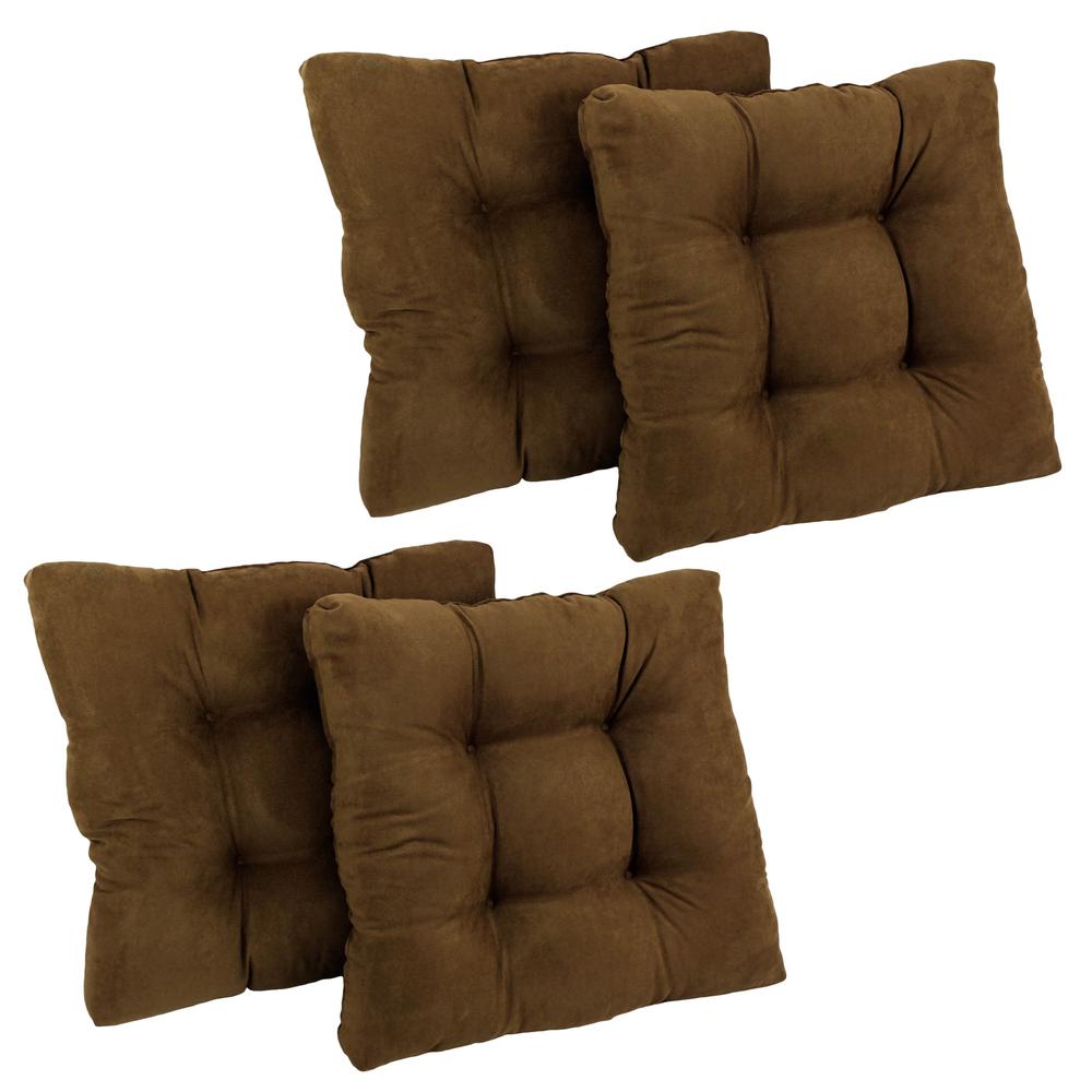 19-inch Squared Microsuede Tufted Dining Chair Cushion (Set of Four). Picture 1