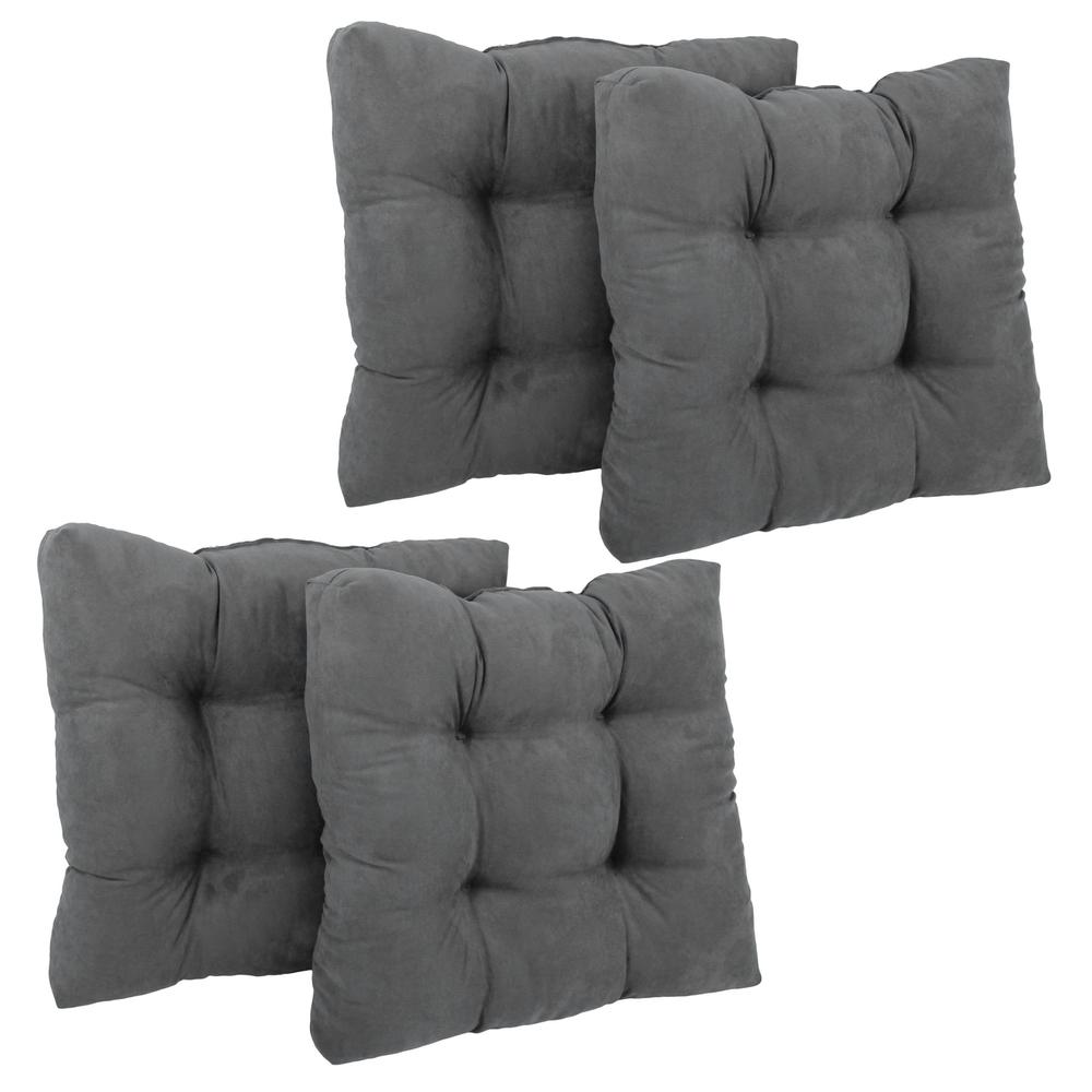 19-inch Squared Microsuede Tufted Dining Chair Cushion (Set of Four). Picture 1