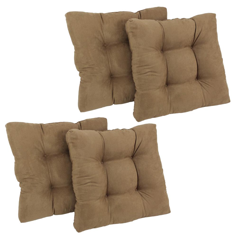 19-inch Squared Microsuede Tufted Dining Chair Cushion (Set of Four). Picture 1