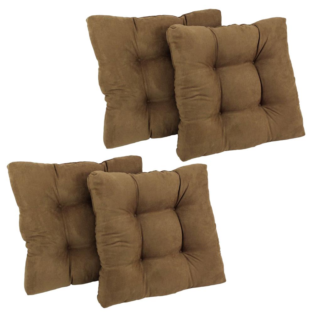 19-inch Squared Microsuede Tufted Dining Chair Cushion (Set of Four). Picture 1