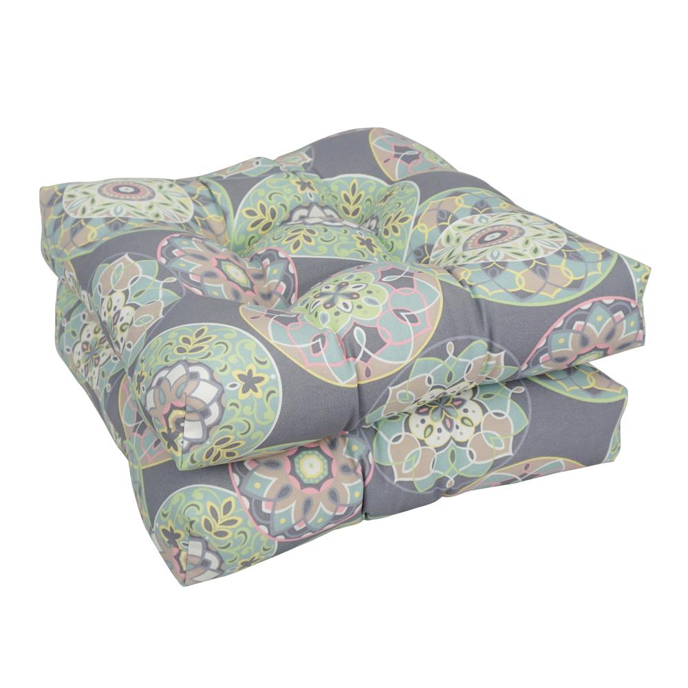 19-inch Squared Polyester Outdoor Tufted Dining Chair Cushion. Picture 1