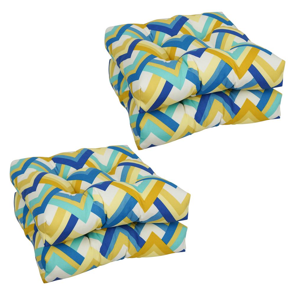 19-inch Squared Polyester Outdoor Tufted Dining Chair Cushion. Picture 1