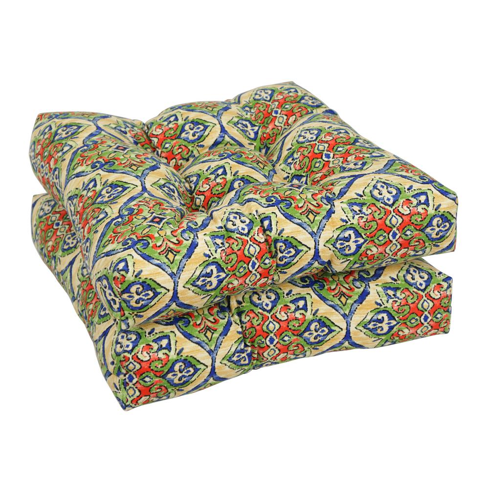 19-inch Squared Polyester Outdoor Tufted Dining Chair Cushion. Picture 1
