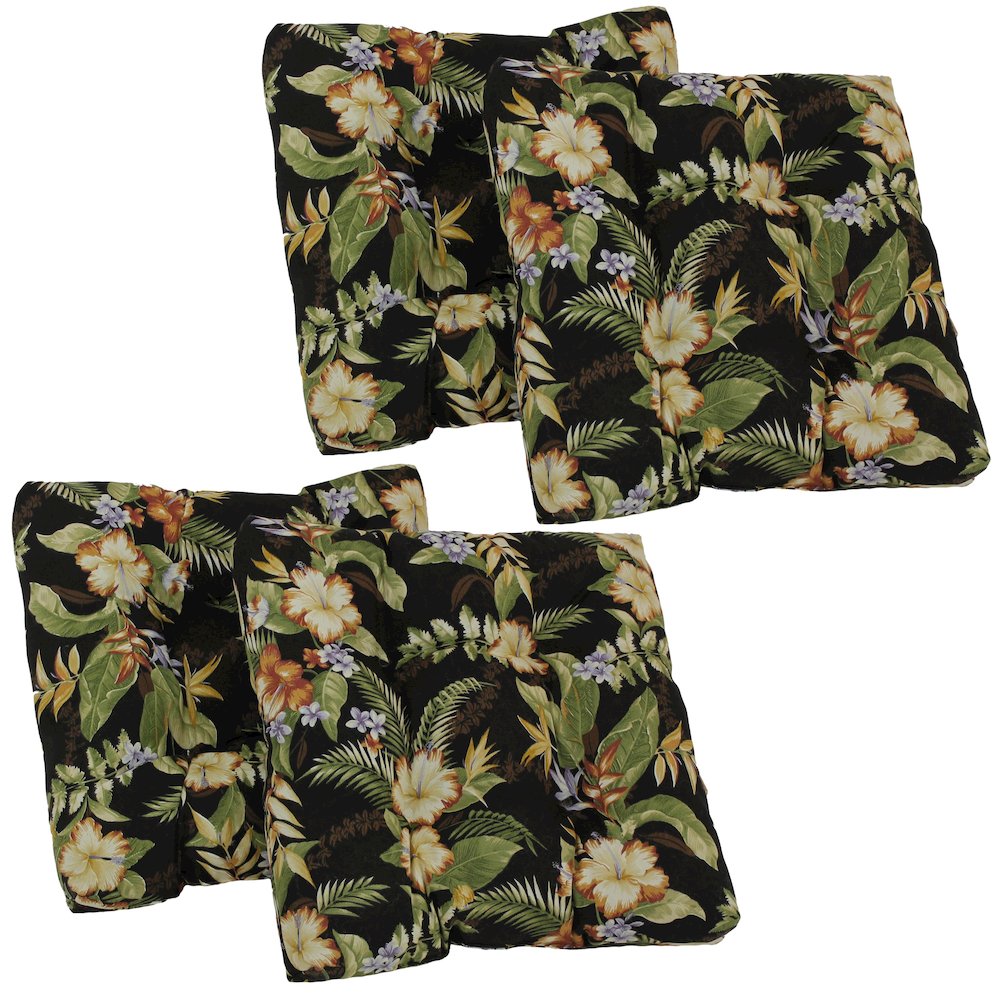 19-inch Squared Patterned Spun Polyester Tufted Dining Chair Cushions (Set of 4). Picture 1