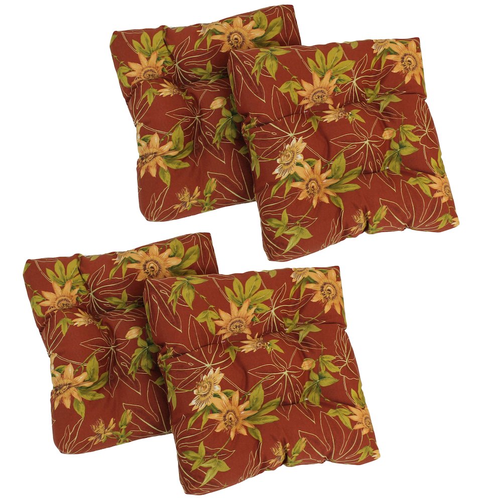 19-inch Squared Patterned Spun Polyester Tufted Dining Chair Cushions (Set of 4). Picture 1