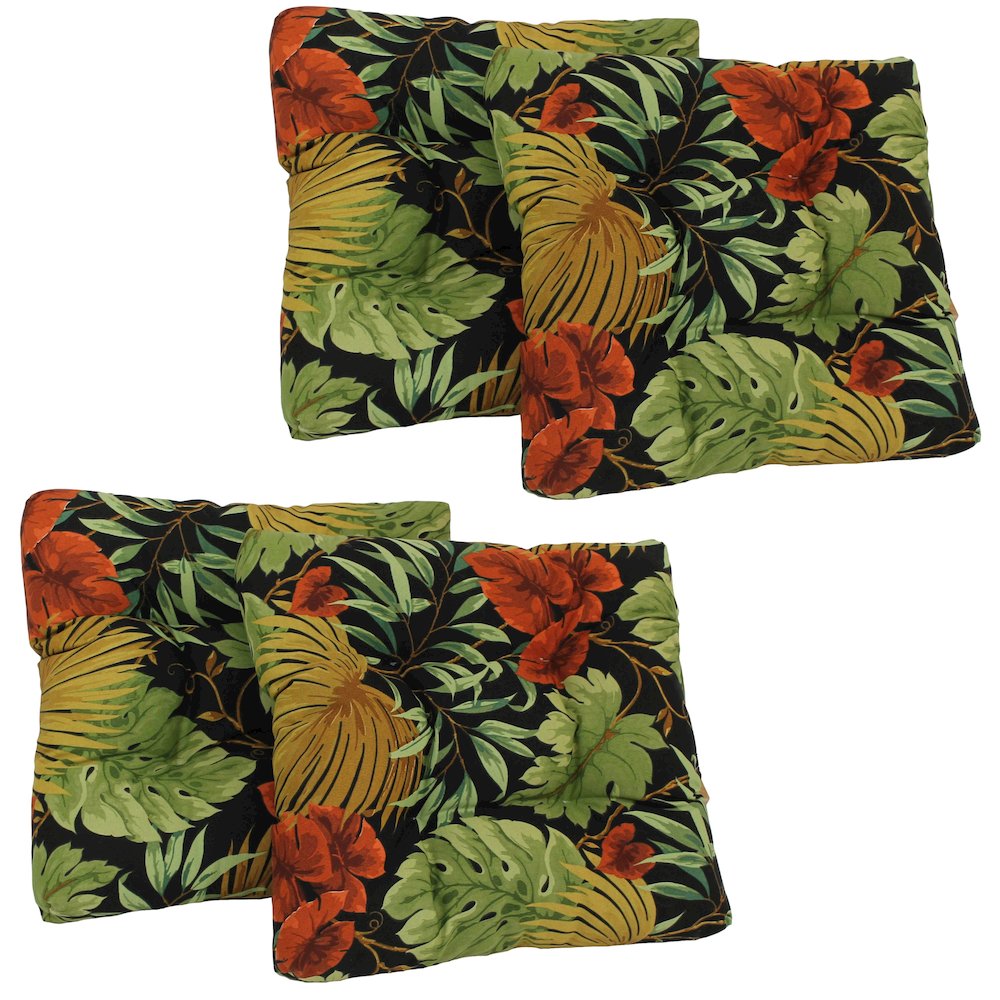 19-inch Squared Patterned Spun Polyester Tufted Dining Chair Cushions (Set of 4). Picture 1
