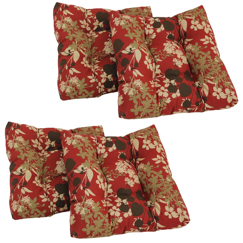 19-inch Squared Patterned Spun Polyester Tufted Dining Chair Cushions (Set of 4). Picture 1