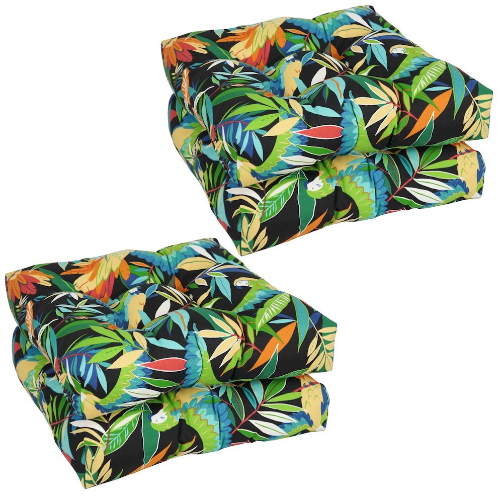 19-inch Squared Patterned Spun Polyester Tufted Dining Chair Cushions (Set of 4). Picture 1