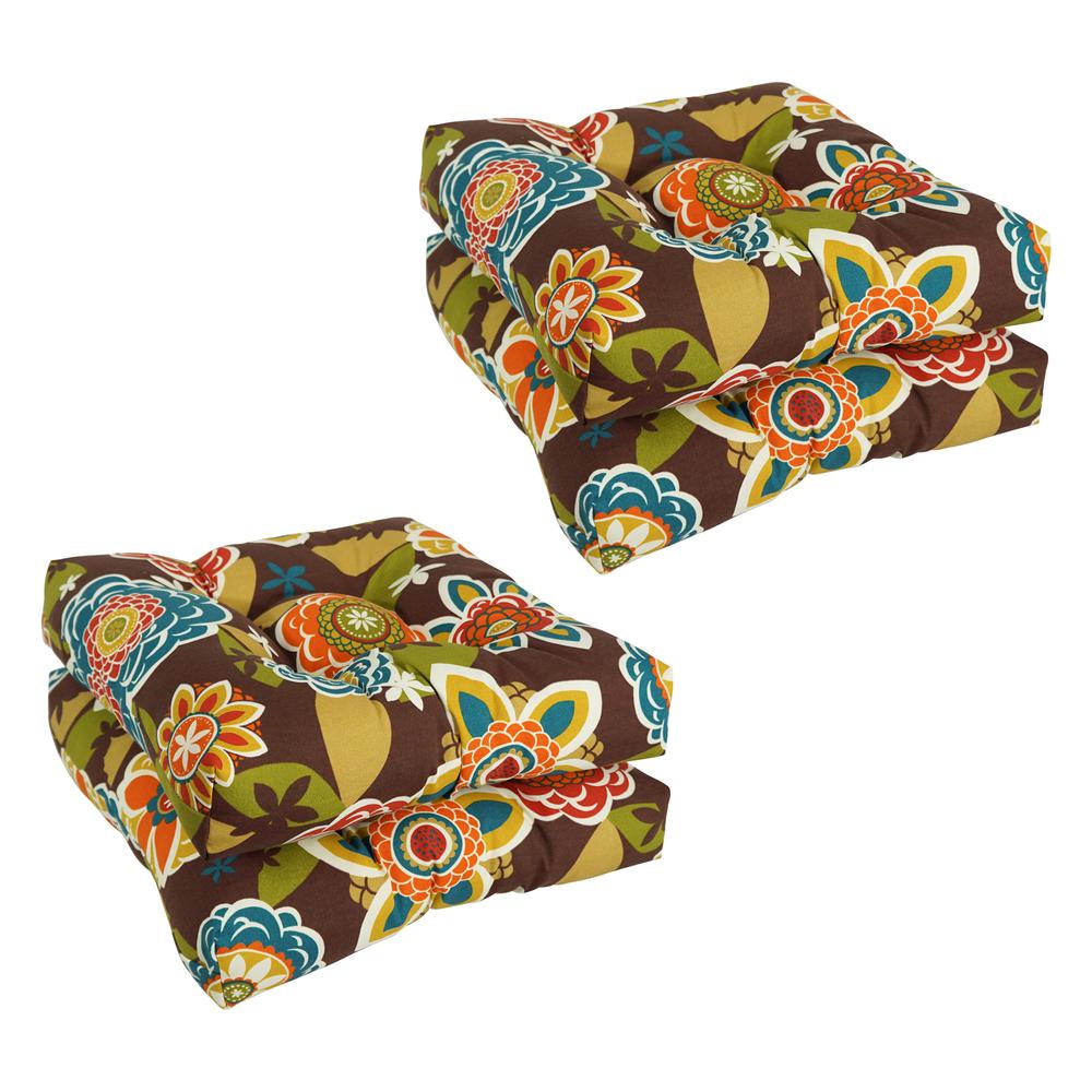 19-inch Squared Patterned Spun Polyester Tufted Dining Chair Cushions (Set of 4)  94005-4CH-REO-50. Picture 1