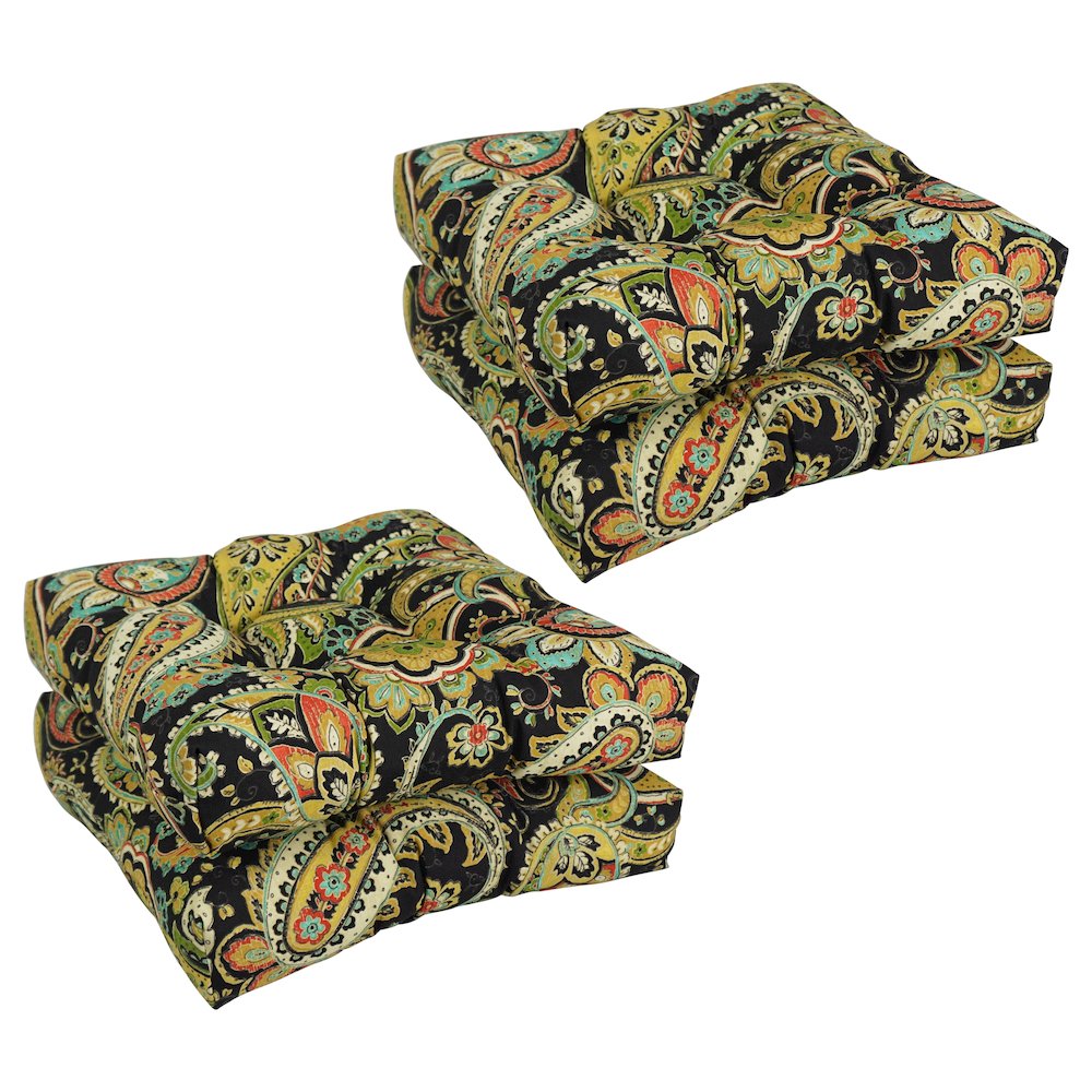 19-inch Squared Patterned Spun Polyester Tufted Dining Chair Cushions (Set of 4). Picture 1