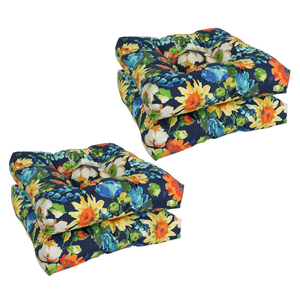 19-inch Squared Patterned Spun Polyester Tufted Dining Chair Cushions (Set of 4)  94005-4CH-REO-59. Picture 1