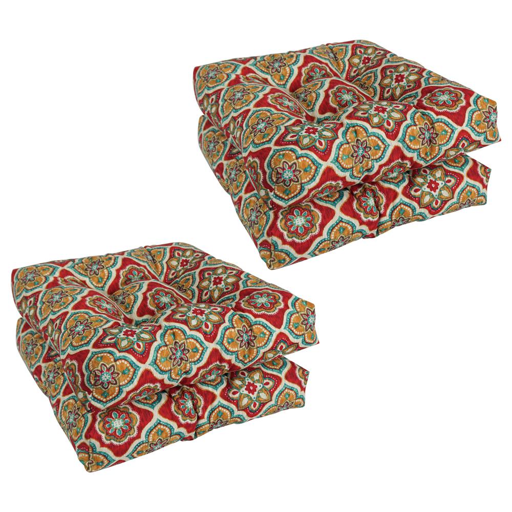 19-inch Squared Patterned Spun Polyester Tufted Dining Chair Cushions (Set of 4)  94005-4CH-REO-63. Picture 1