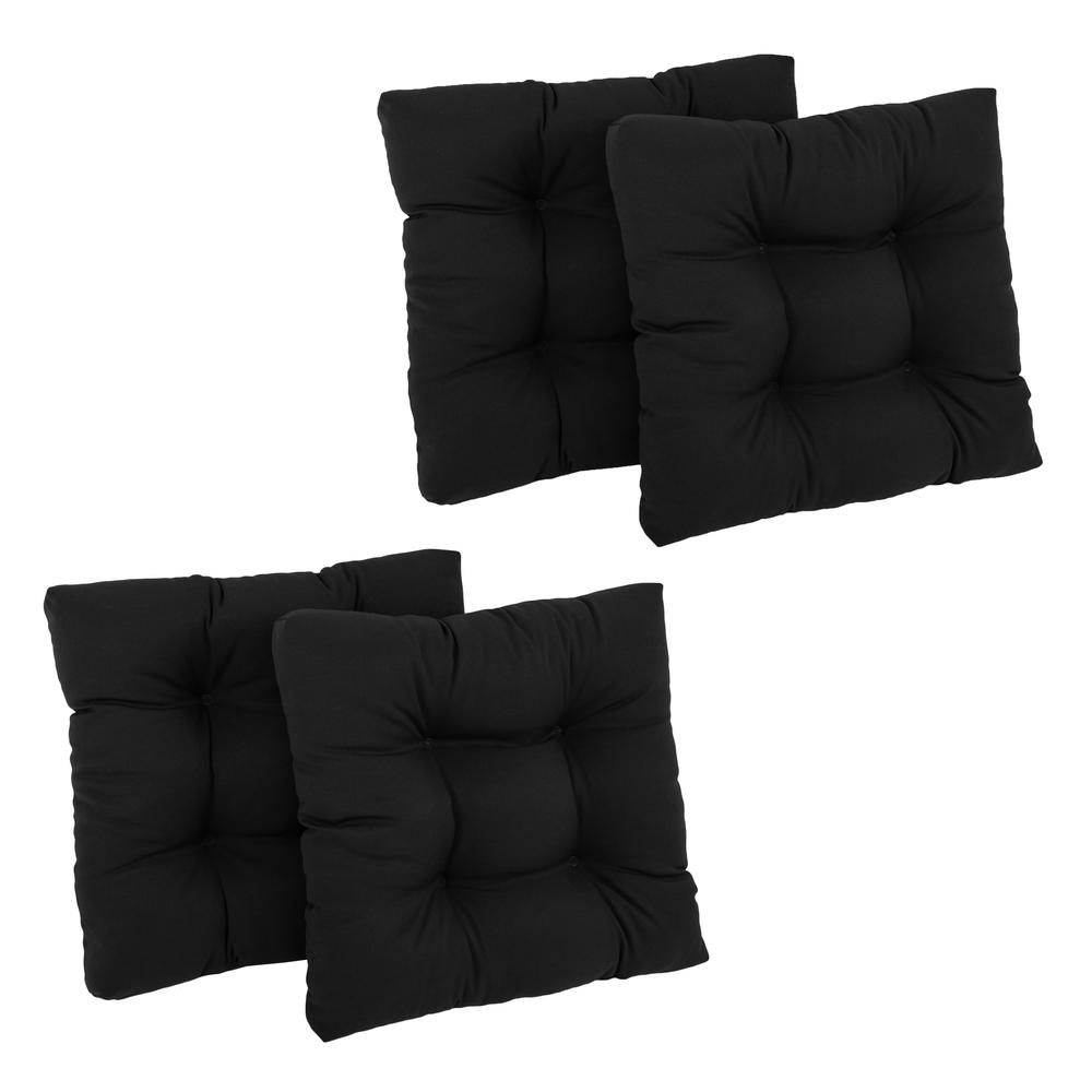 19-inch Squared Twill Tufted Dining Chair Cushions (Set of 4)  94005-4CH-TW-BK. Picture 1