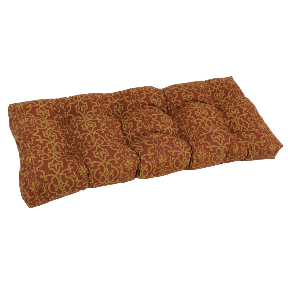 42-inch by 19-inch Squared Patterned Spun Polyester Tufted Loveseat Cushion  94006-LS-REO-18. Picture 1