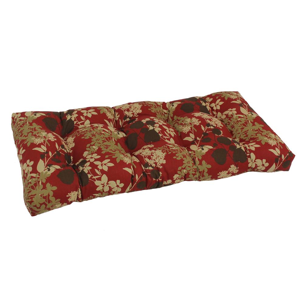42-inch by 19-inch Squared Patterned Spun Polyester Tufted Loveseat Cushion  94006-LS-REO-32. Picture 1
