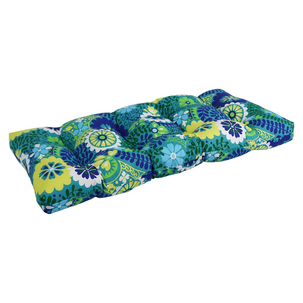 42-inch by 19-inch Squared Patterned Spun Polyester Tufted Loveseat Cushion  94006-LS-REO-34. Picture 1