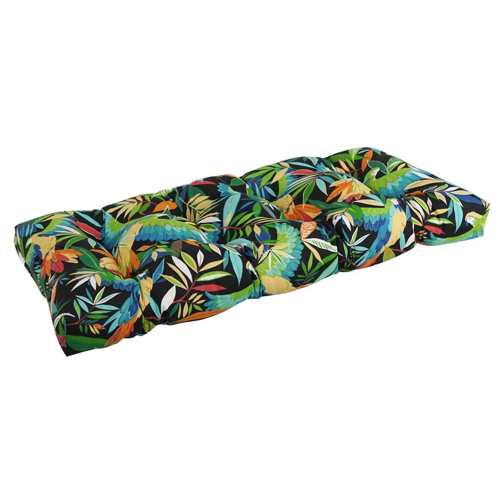 42-inch by 19-inch Squared Patterned Spun Polyester Tufted Loveseat Cushion  94006-LS-REO-48. Picture 1
