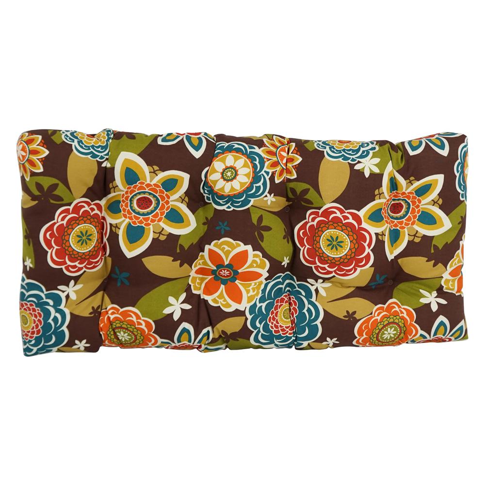 42-inch by 19-inch Squared Patterned Spun Polyester Tufted Loveseat Cushion  94006-LS-REO-50. Picture 2
