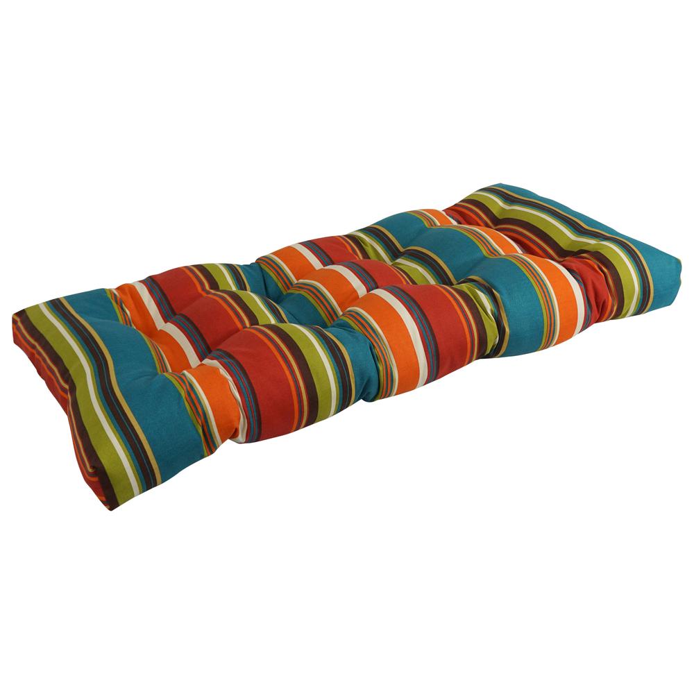42-inch by 19-inch Squared Patterned Spun Polyester Tufted Loveseat Cushion  94006-LS-REO-51. Picture 1