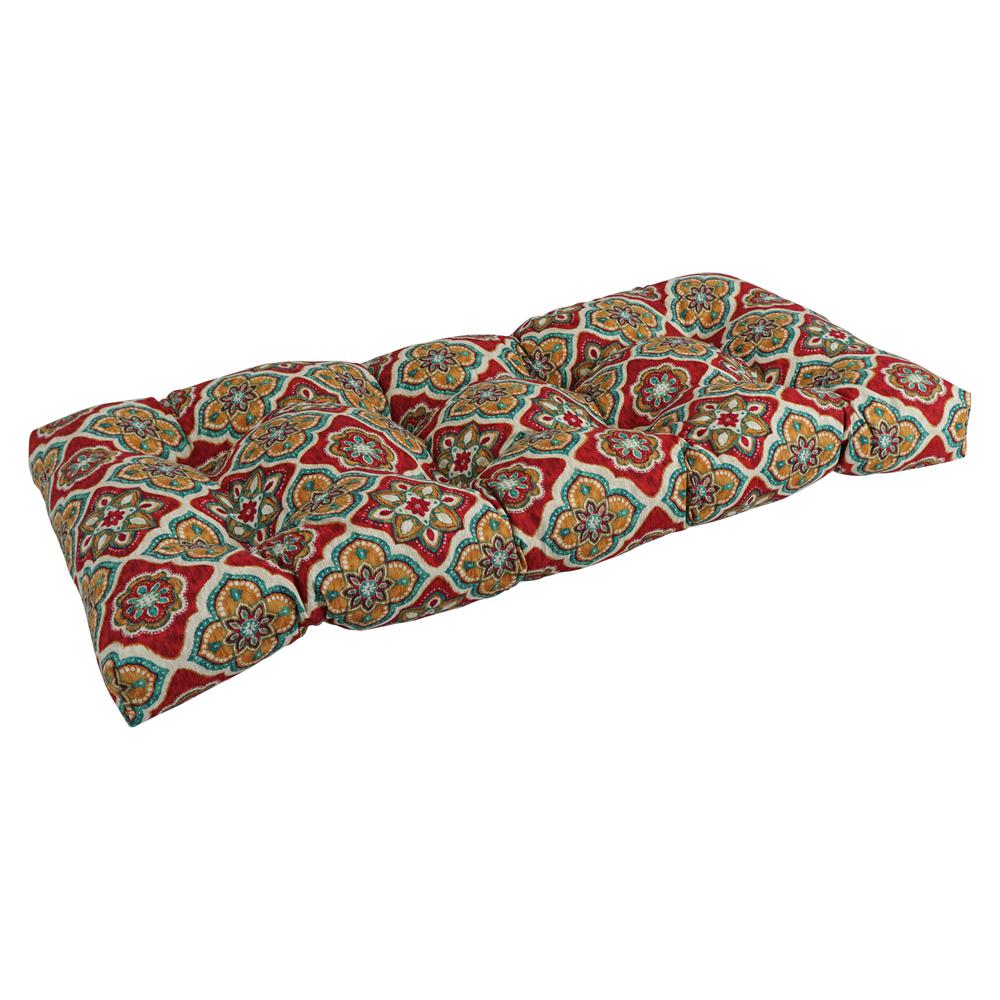 42-inch by 19-inch Squared Patterned Spun Polyester Tufted Loveseat Cushion  94006-LS-REO-63. Picture 1