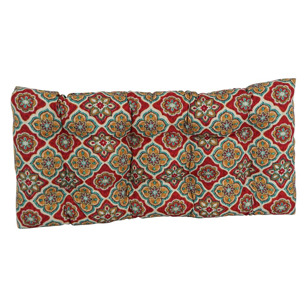 42-inch by 19-inch Squared Patterned Spun Polyester Tufted Loveseat Cushion  94006-LS-REO-63. Picture 2