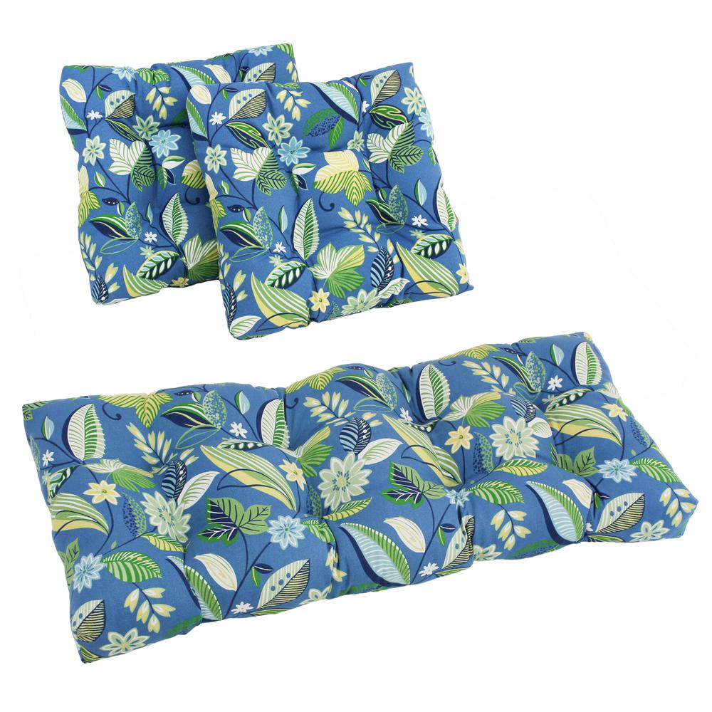 Square Spun Polyester Outdoor Tufted Settee Cushions (Set of 3). Picture 1