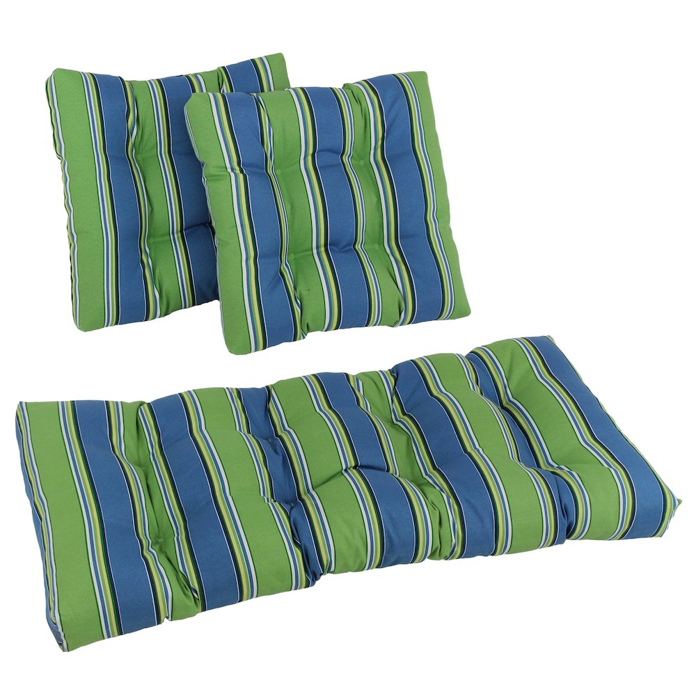 Squared Patterned Spun Polyester Tufted Settee Cushions (Set of 3). Picture 1