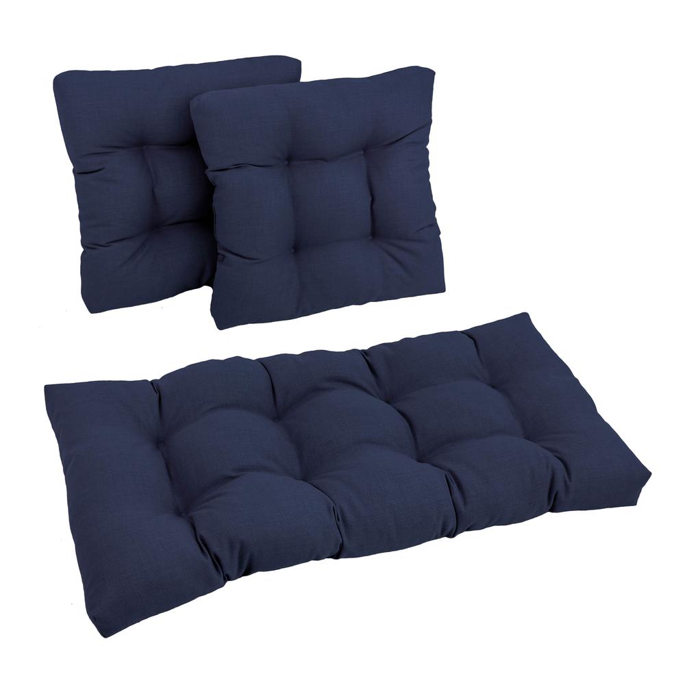 Square Spun Polyester Outdoor Tufted Settee Cushions (Set of 3). Picture 1