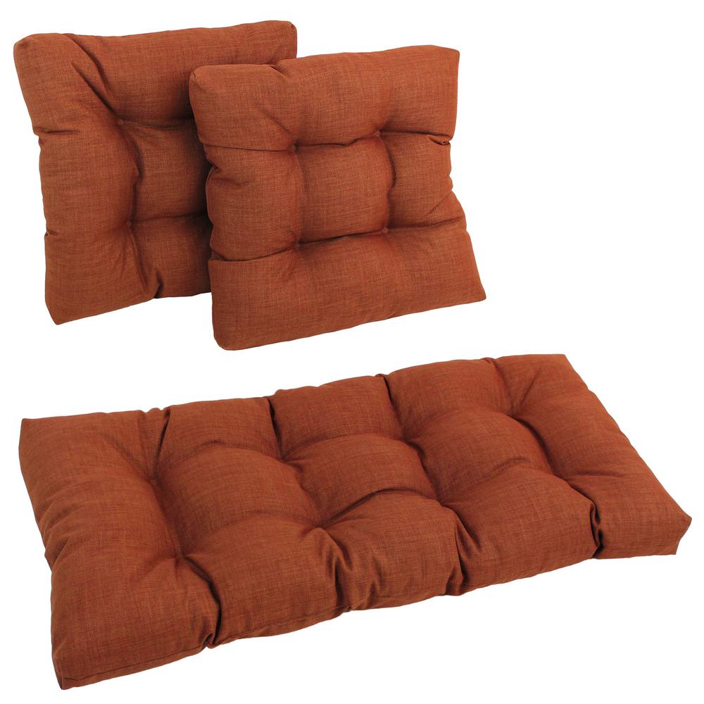 Square Spun Polyester Outdoor Tufted Settee Cushions (Set of 3). Picture 1