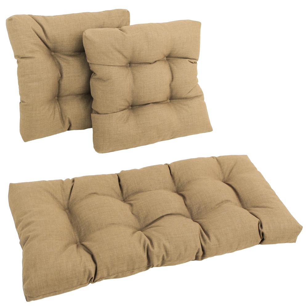 Square Spun Polyester Outdoor Tufted Settee Cushions (Set of 3). Picture 1