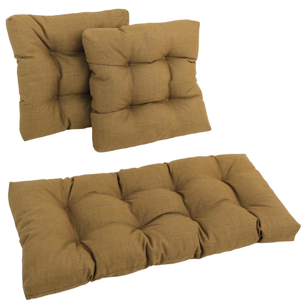 Square Spun Polyester Outdoor Tufted Settee Cushions (Set of 3). Picture 1