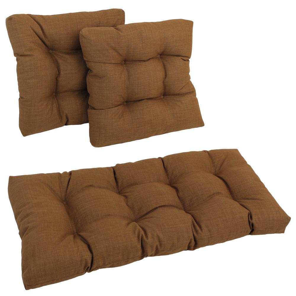 Square Spun Polyester Outdoor Tufted Settee Cushions (Set of 3). Picture 1