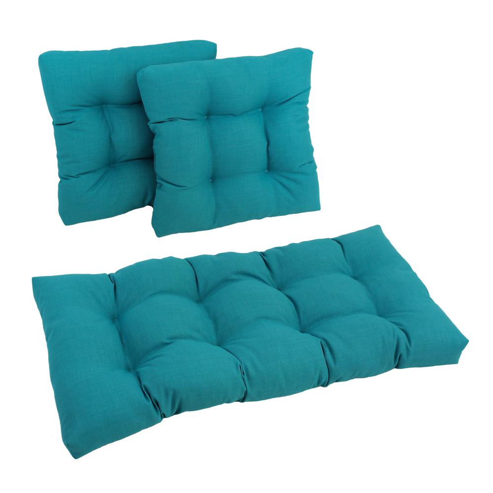 Square Spun Polyester Outdoor Tufted Settee Cushions (Set of 3). Picture 1
