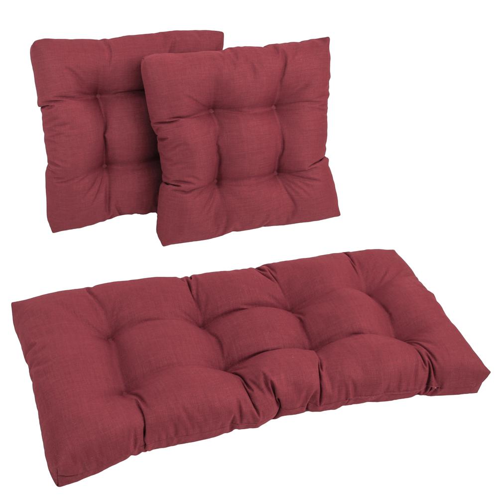 Square Spun Polyester Outdoor Tufted Settee Cushions (Set of 3). Picture 1