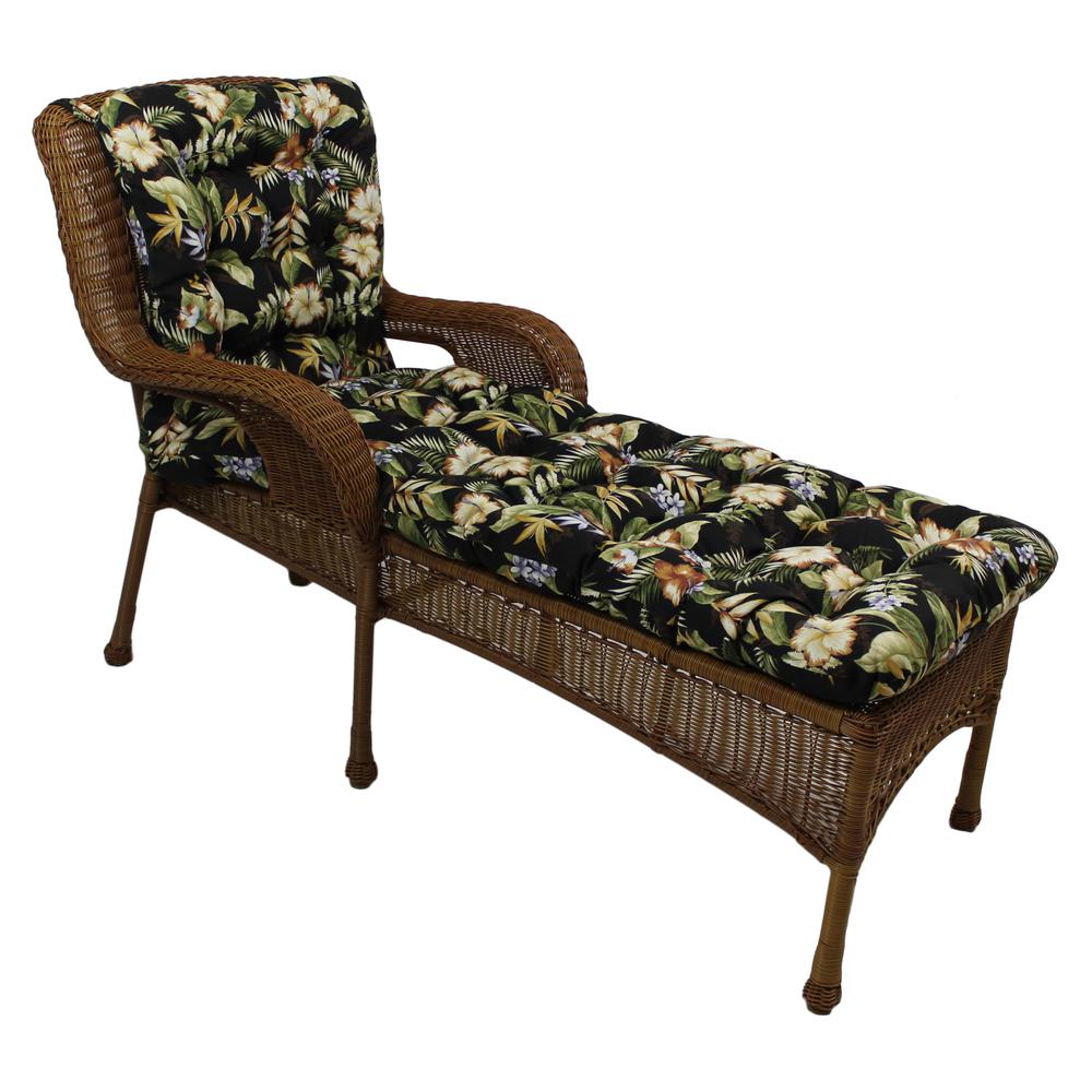 74-inch by 19-inch Squarded Outdoor Spun Polyester Tufted Chaise Lounge Cushion. Picture 1