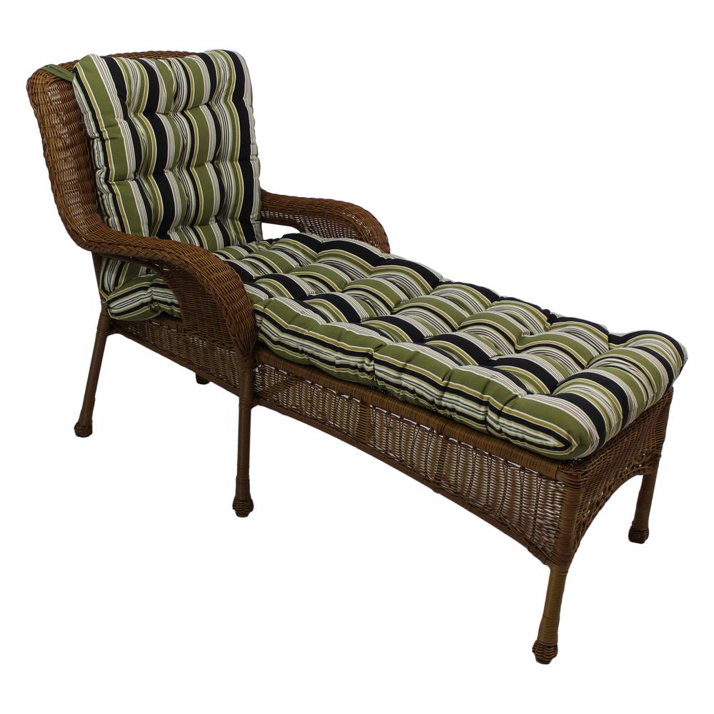 74-inch by 19-inch Squarded Outdoor Spun Polyester Tufted Chaise Lounge Cushion. Picture 1