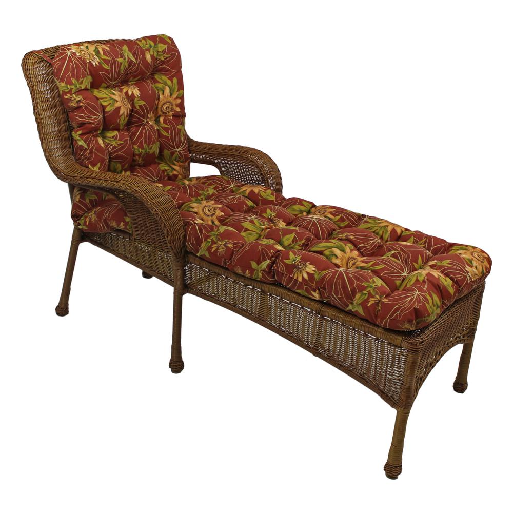 74-inch by 19-inch Squarded Outdoor Spun Polyester Tufted Chaise Lounge Cushion. Picture 1
