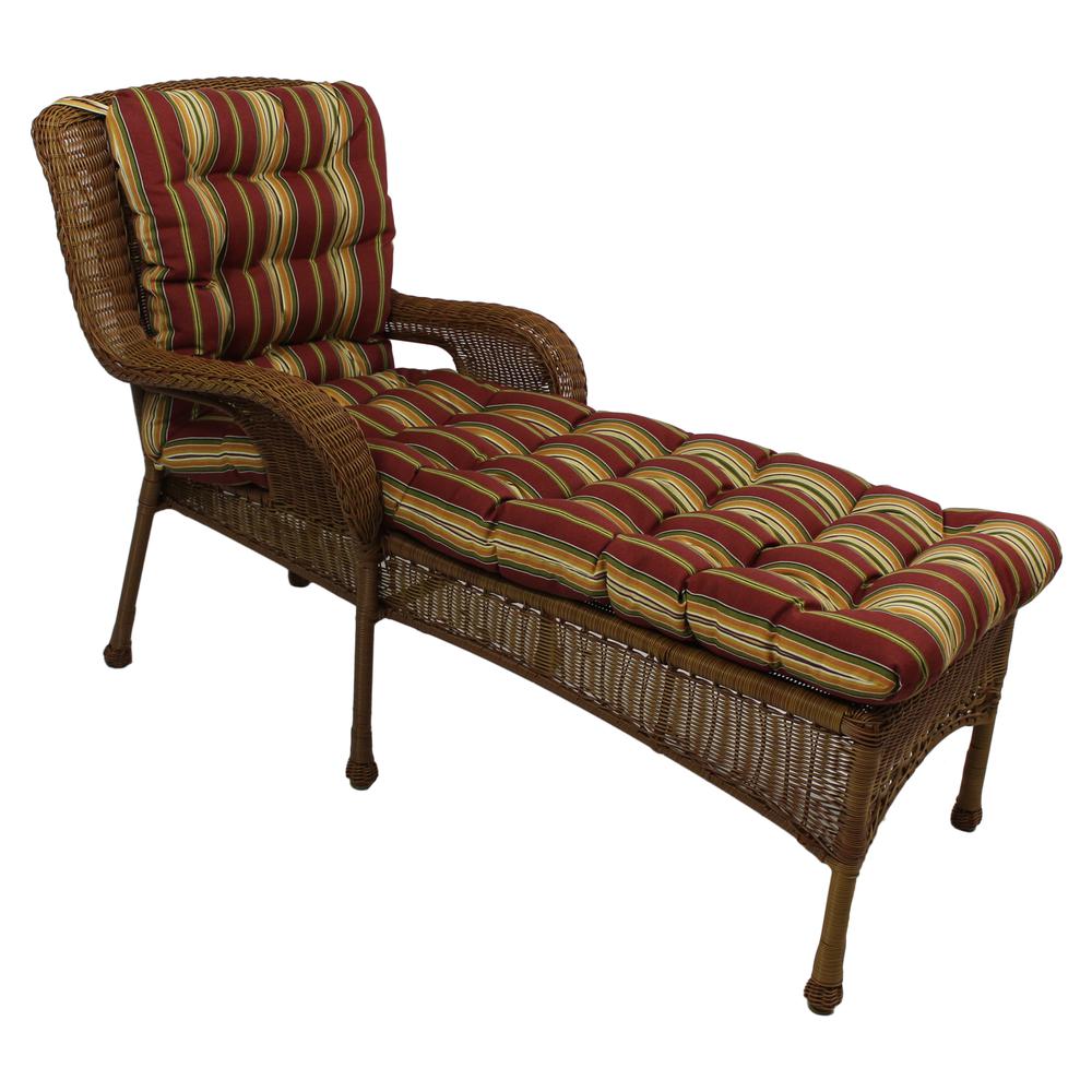 74-inch by 19-inch Squarded Outdoor Spun Polyester Tufted Chaise Lounge Cushion. Picture 1