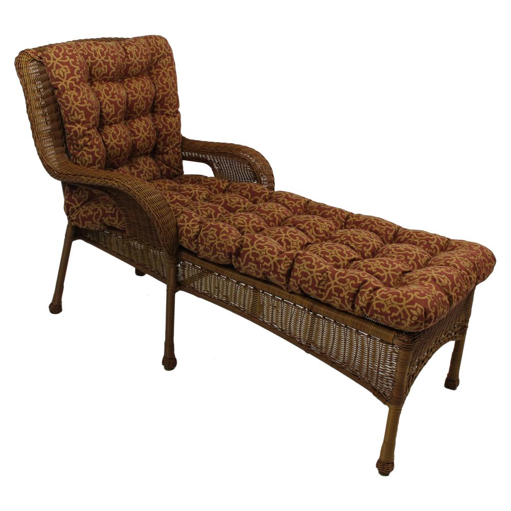 74-inch by 19-inch Squarded Outdoor Spun Polyester Tufted Chaise Lounge Cushion. Picture 1